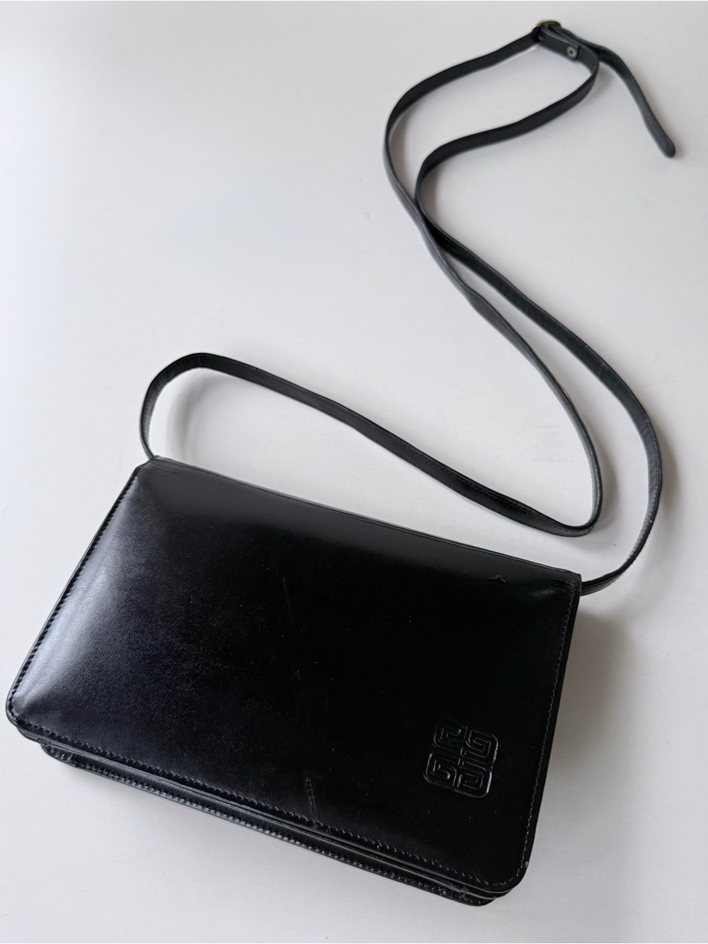 Vintage Givenchy 4G Convertible Flap Crossbody Bag Black Leather Made in France